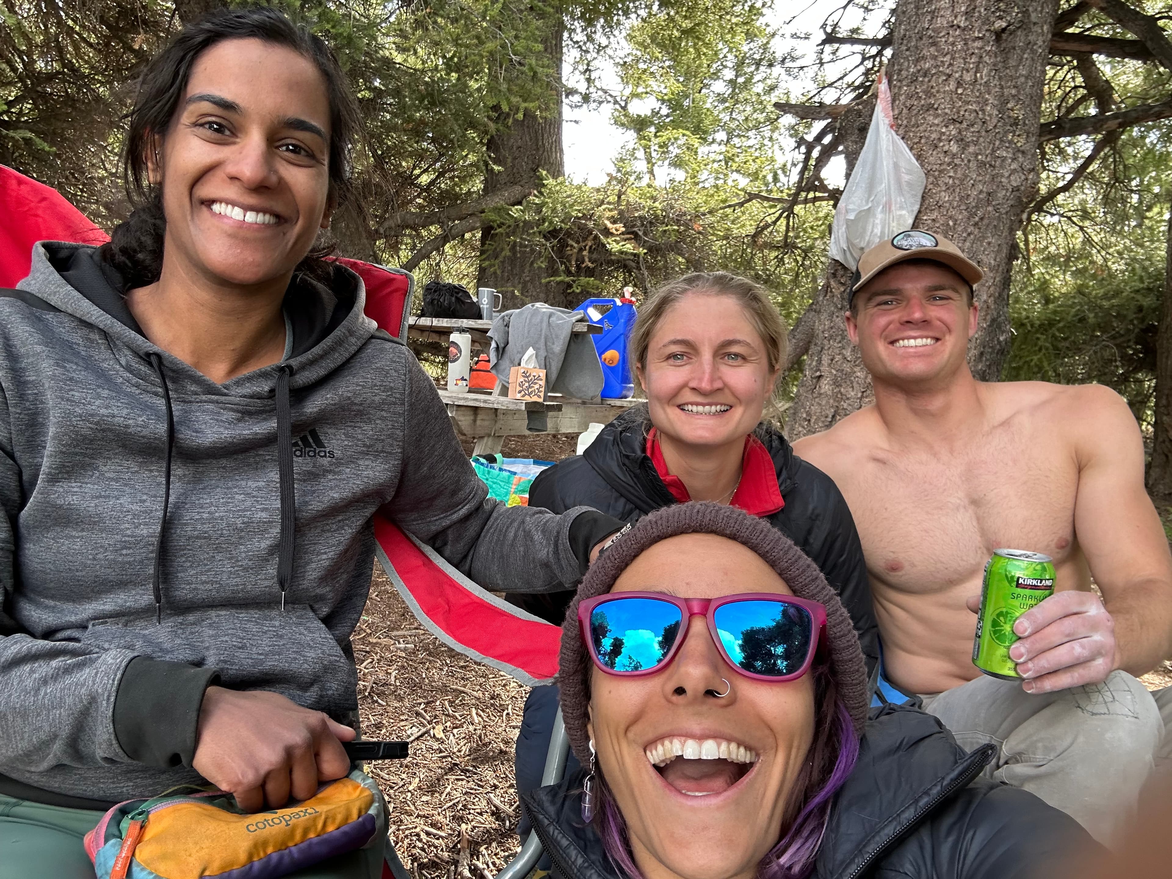 Magaly, Gabby, Emily, and I on a climbing trip at the Fins, ID.