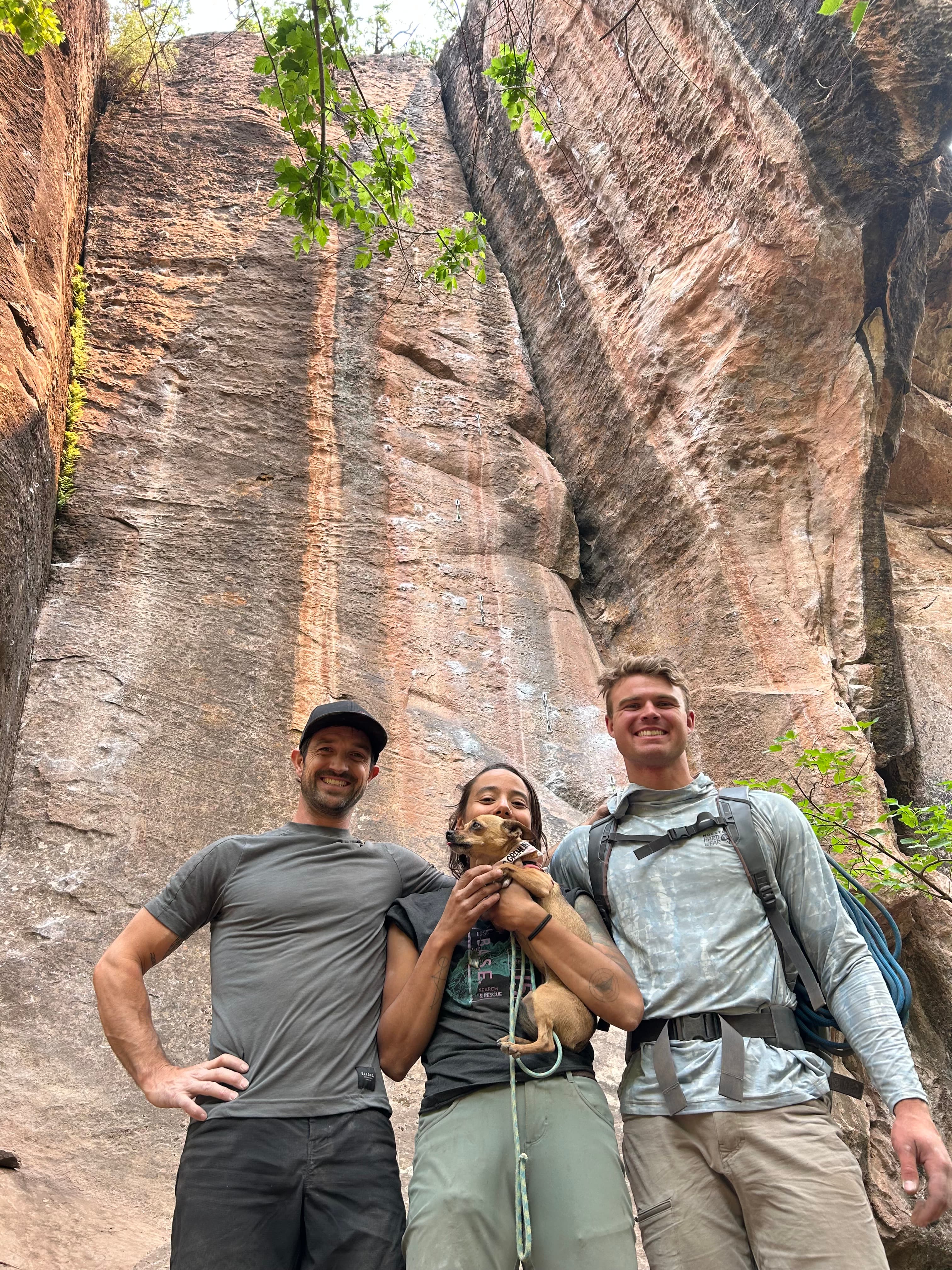 Climbing at Mill Creek, Moab with Gabby and Brian.