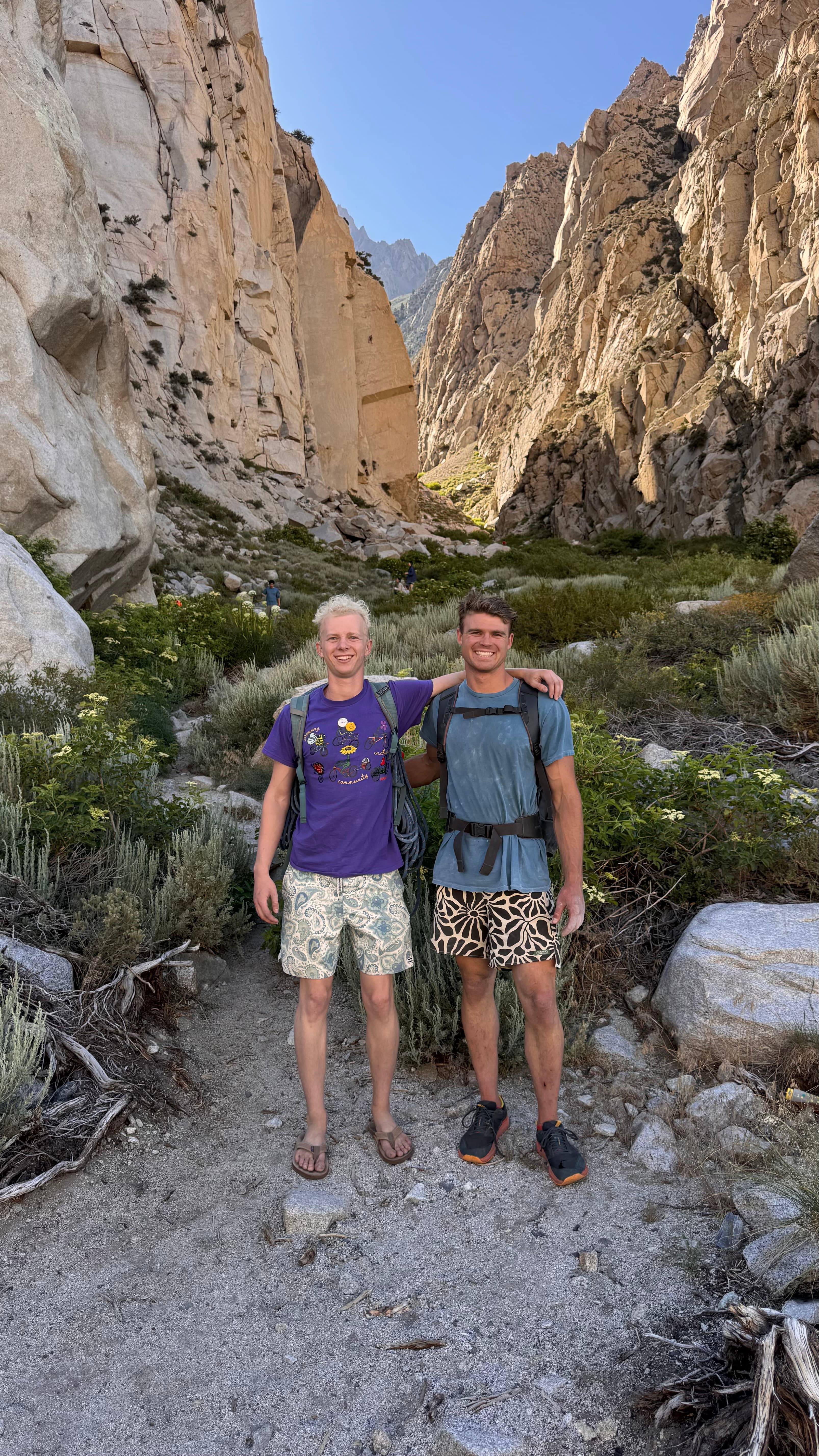 Ollie and I climbing in Pine Creek, CA.